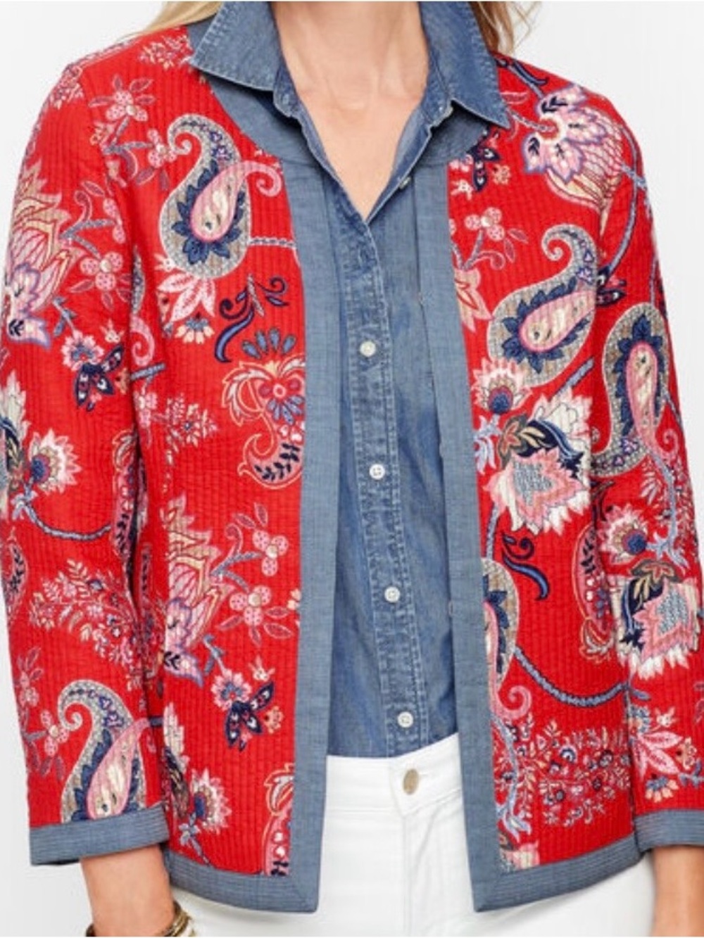 Talbots Mixed Pattern Quilted Jacket, Medium Petite . Great condition!